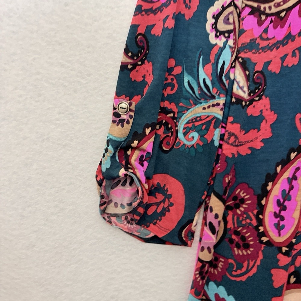 Dear Scarlett Tunic Top XL Bright Pop Art Neon Paisley Stretchy Blouse Flowy - Picture 5 of 8